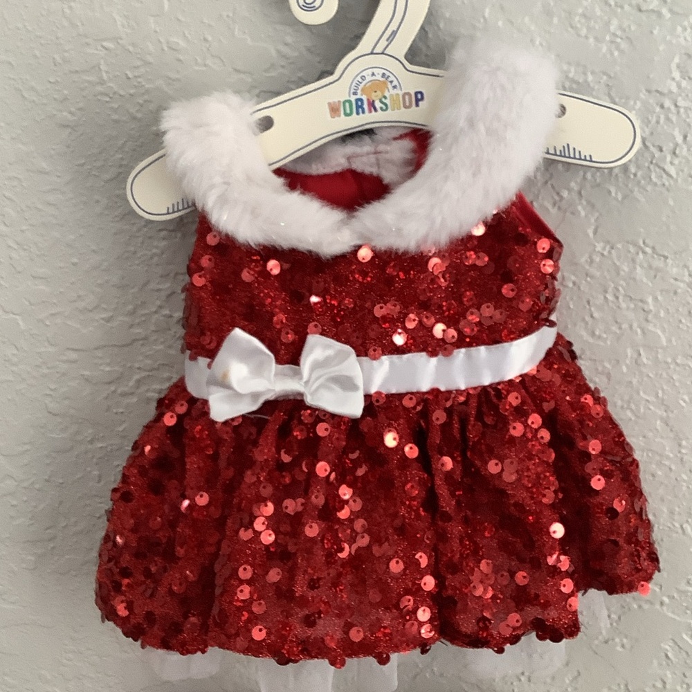 Build-A-Bear Festive Red Sequin Outfit with White Accents - Picture 3 of 4